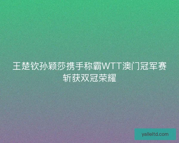 王楚钦孙颖莎携手称霸WTT澳门冠军赛斩获双冠荣耀
